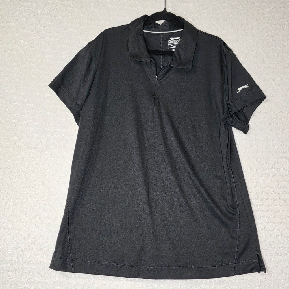 Slazenger Golf Womens Large Black Quarter Zip Short Sleeve Performance Polo
